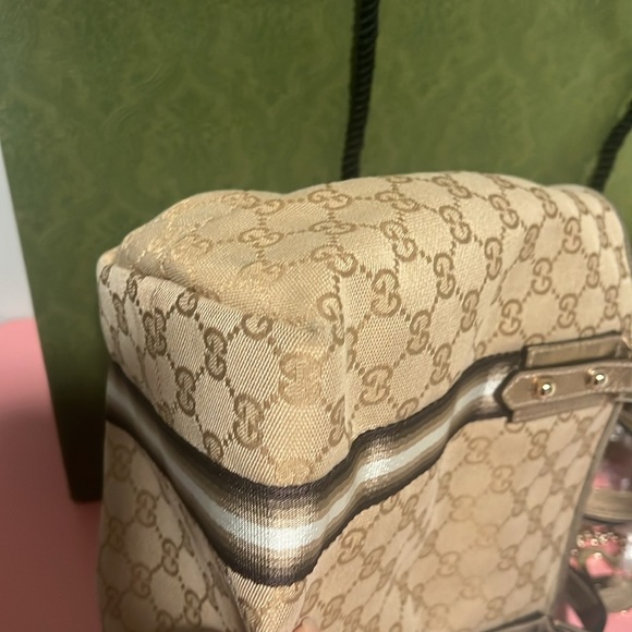 Gucci Canvas Tote Khaki And Gold - Picture 10 of 15